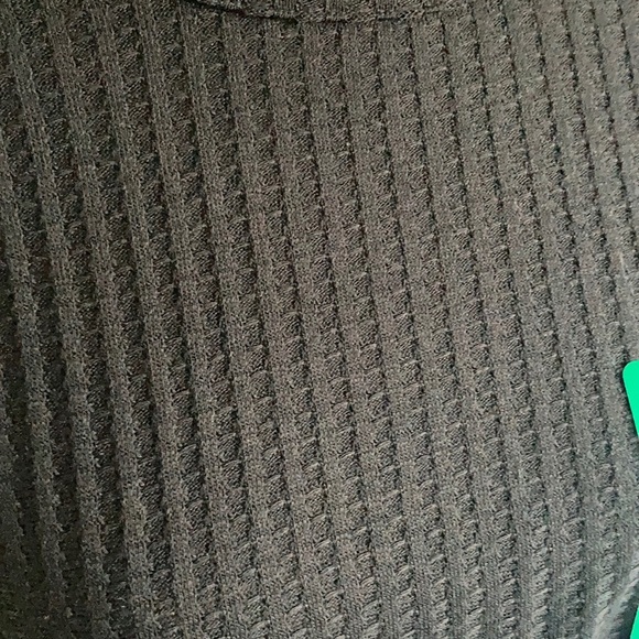 Chaser black waffle weave long sleeve shirt tunic rounded hi lo button sleeve - Picture 4 of 16